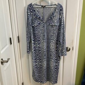 Lori Michaels Collection Blue White Coral Beach Cruise Resort Dress Women’s 2X